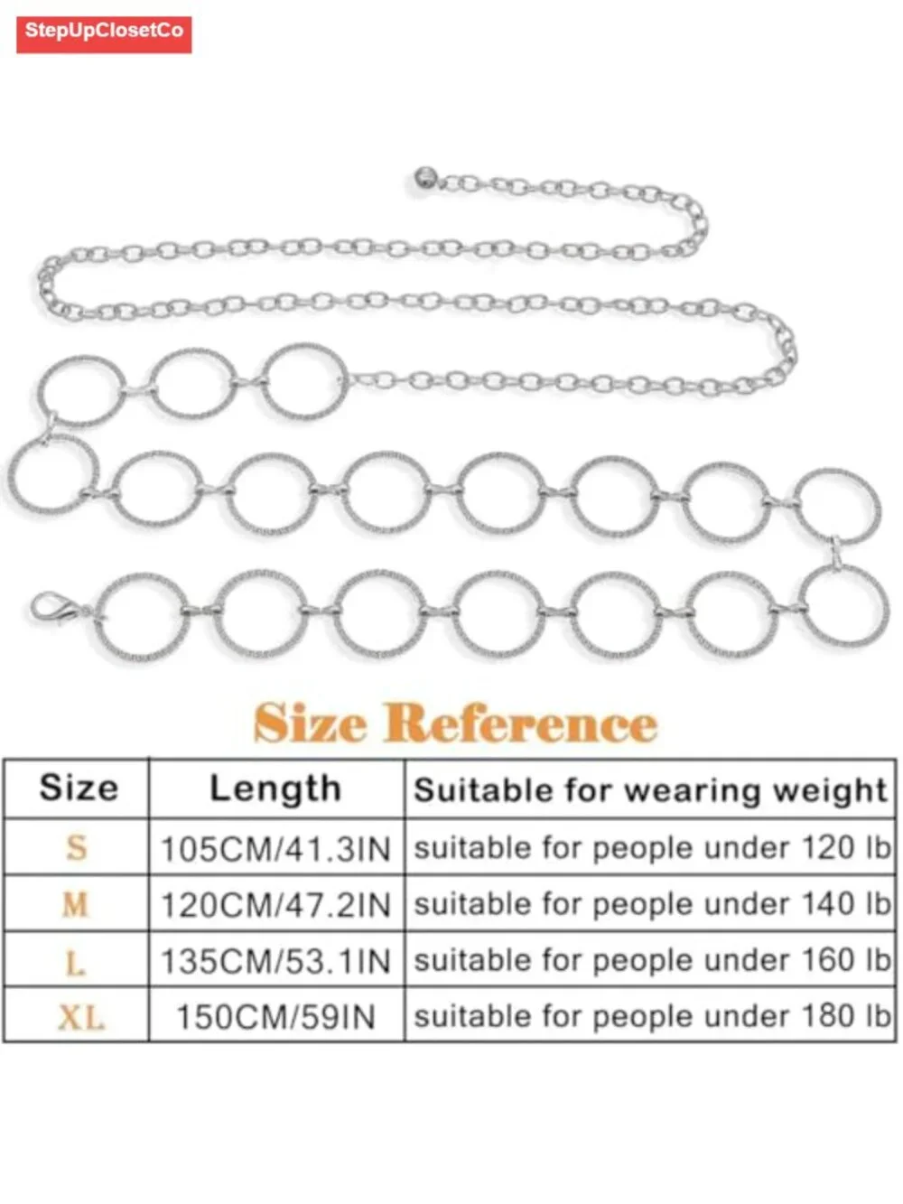 Women's Adjustable Waist Chain Belt Hollow Circle Design Alloy Metal
